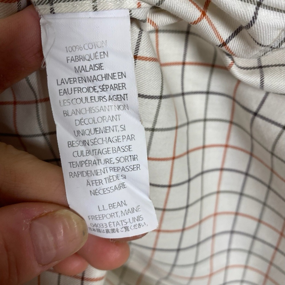Ll Bean Wrinkle Resistant Men's XL Windowpane Check Button Down Shirt Beige - Picture 6 of 7